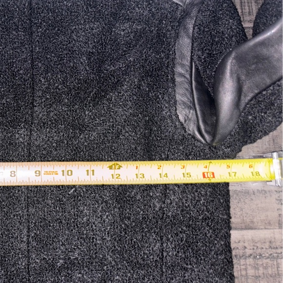 Club Monaco Motorcycle Jacket Womens SZ0 Black Wool Boucle Lambskin Leather Trim - Picture 11 of 11